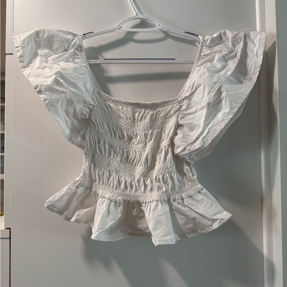 ZaraWhite Ruffled Women's Top